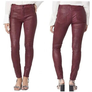 Paige Hoxton Stretch Leather Pant in Dark Currant Size 26 NWT